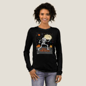 T-shirt En Tri-matière Funny Skeleton Dancing with "Happy Halloween" Bann (Recto complet)