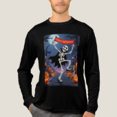 T-shirt En Tri-matière Funny Skeleton Dancing with "Happy Halloween" Bann (Recto)