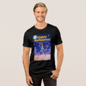 T-shirt En Tri-matière Funny Skeleton Dancing with "Happy Halloween" Bann (Recto plein)