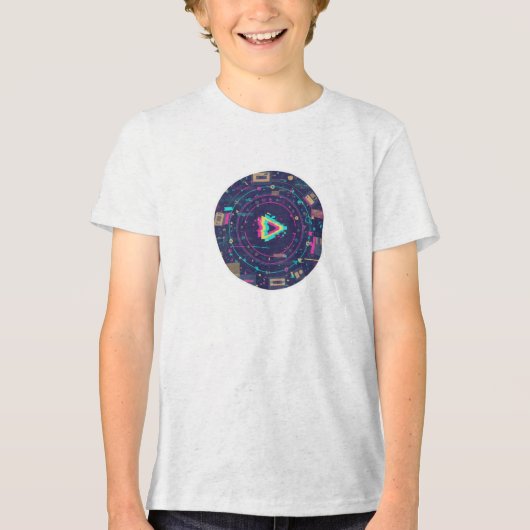 T-shirt En Tri-matière Futuristic Digital Play Button Abstract design  (Recto)