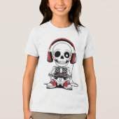 T-shirt En Tri-matière Gamer Skeleton - Funny Halloween Gaming (Recto)
