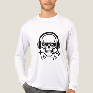 T-shirt En Tri-matière Gamer Skull Headset Pixel Glasses   Bold Black Vec