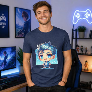 T-shirt En Tri-matière Garçon Chibi Mignon   Dessin d'anime au thème d'ea