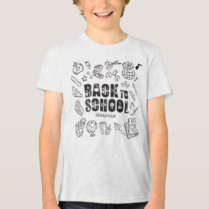 T-shirt En Tri-matière Garçon personnalisé Retour à l'école Gribouillage 