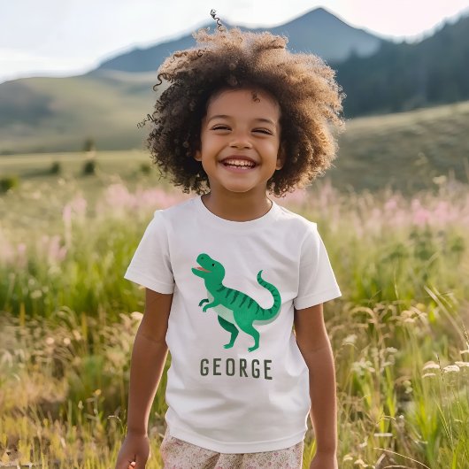 T-shirt En Tri-matière Garçons Vert Dinosaure T-Rex Enfants