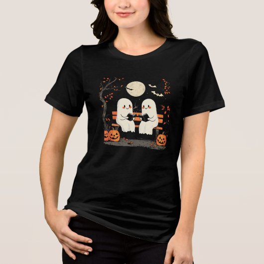 T-shirt En Tri-matière Ghost Date Night – Cute Halloween Tee (Recto)