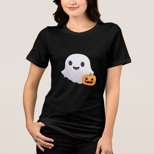 T-shirt En Tri-matière Ghost mignon et Halloween Citrouille (Recto)