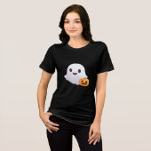 T-shirt En Tri-matière Ghost mignon et Halloween Citrouille (Recto plein)