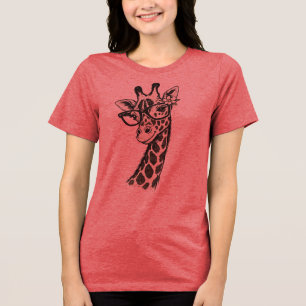 T-shirt En Tri-matière Girafe mignonne drôle avec lunettes Graphique pour