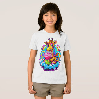 T-shirt En Tri-matière Giraffe mignonne embrasse un Coussin de coeur sur 