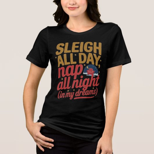 T-shirt En Tri-matière Gold Sleigh All Day Christmas Typography (Recto)