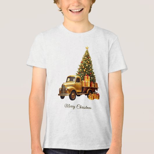 T-shirt En Tri-matière Gold Truck Christmas Tree Holiday (Recto)