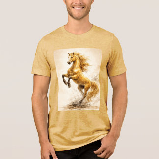 T-shirt En Tri-matière Golden Rearing Horse – Cinematic Ink Painting