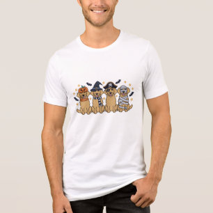 T-shirt En Tri-matière Golden Retriever Halloween Broderie Quatre mignons