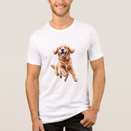 T-shirt En Tri-matière Golden Retriever Joyeux Jouer Fun Jumping En Air (Recto)