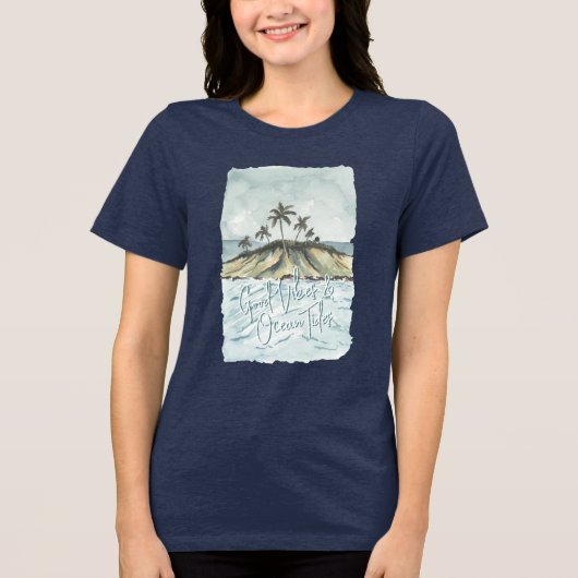 T-shirt En Tri-matière Good Vibes Ocean Tides Île tropicale Palmiers (Recto)