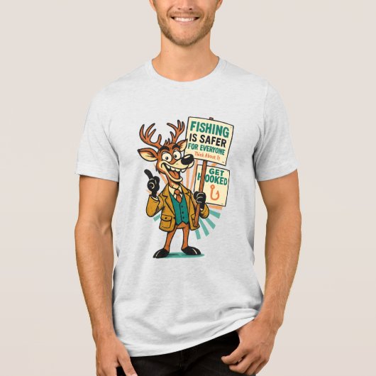 T-shirt En Tri-matière Goofy Deer Satire – “Fishing Is Safer” Propaganda (Recto)