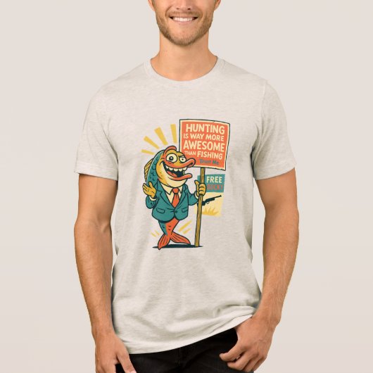 T-shirt En Tri-matière Goofy Fish Propaganda– “Hunting Is Awesome” Satire (Recto)