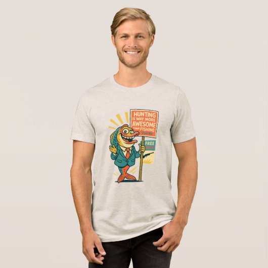 T-shirt En Tri-matière Goofy Fish Propaganda– “Hunting Is Awesome” Satire (Recto plein)