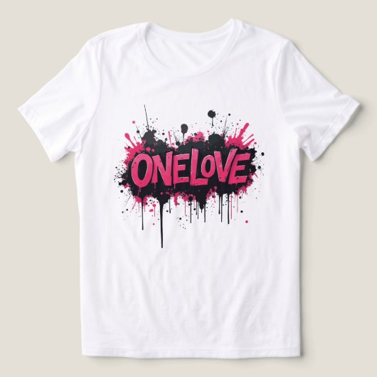 T-shirt En Tri-matière Graffiti rose chaud "ONELOVE" (Design Recto)