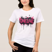 T-shirt En Tri-matière Graffiti rose chaud "ONELOVE" (Recto)
