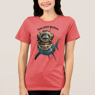 T-shirt En Tri-matière Grand requin blanc à l'intérieur d'un casque de pl