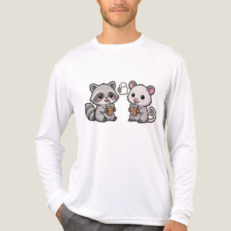 T-shirt En Tri-matière Graphique de café glacé avec un raton laveur migno