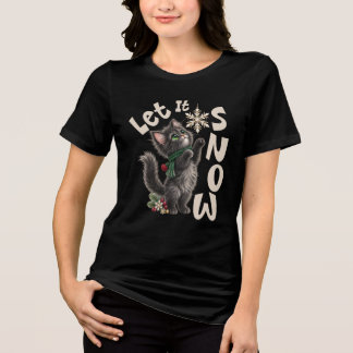 T-shirt En Tri-matière Graphique de chat sous la neige