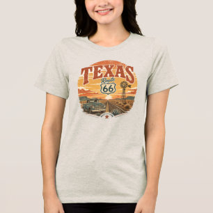 T-shirt En Tri-matière Graphique de coucher de soleil vintage de la route