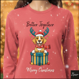 T-shirt En Tri-matière Graphisme de cadeau de renne au bronzage de Noël