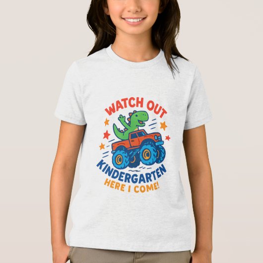 T-shirt En Tri-matière Gravure dans la maternelle - Dino Monster Truck (Recto)