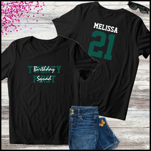 T-shirt En Tri-matière Green & White Birthday Squad 21st Birthday