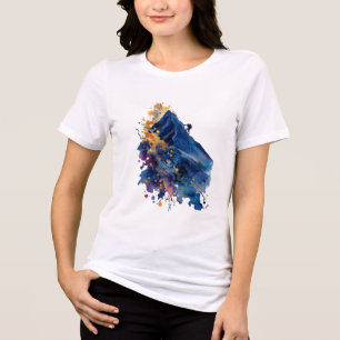 T-shirt En Tri-matière Grimpeur Abstrait de Montagne Aquarelle Encre Fl