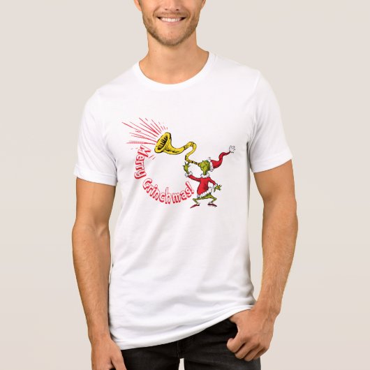T-shirt En Tri-matière Grinch Blowing the Merry Grinchmas Horn (Recto)