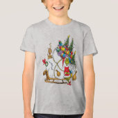 T-shirt En Tri-matière Grinch classique | Grinch & Max avec Sleigh (Recto)