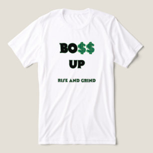 T-SHIRT EN TRI-MATIÈRE GRIND, BOSS UP HOMME BLANC VERT MOTIVATIONNEL