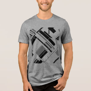 T-shirt En Tri-matière Gris Noir Diagonal Formes Lignes MCM Look Abstrait