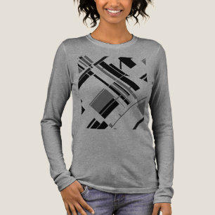 T-shirt En Tri-matière Gris Noir Diagonal Formes Lignes MCM Look Abstrait