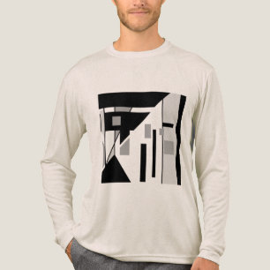T-shirt En Tri-matière Gris noir géométrique incliné MCM Look Art Abstrai
