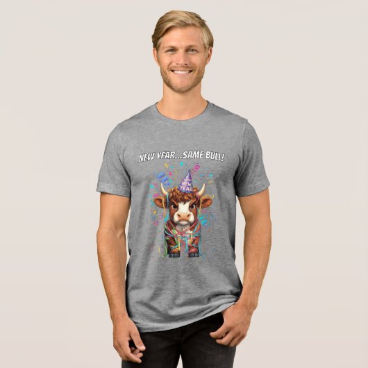 T-shirt En Tri-matière Grumpy Highland Cow New Year's Funny Sarcastic (Recto plein)