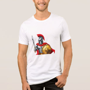 T-shirt En Tri-matière guerrier tenant une épée et un bouclier prêt pour