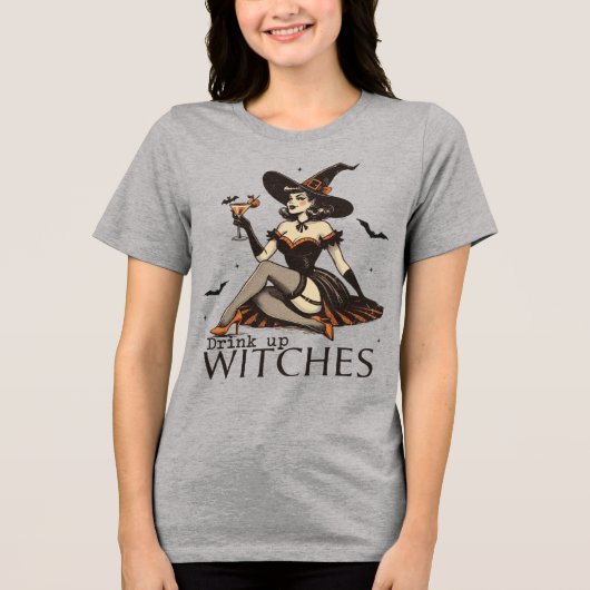 T-shirt En Tri-matière Halloween Boire jusqu'aux sorcières Rétro (Recto)