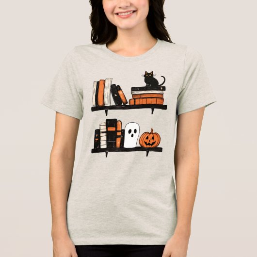 T-shirt En Tri-matière Halloween Books on Shelf Reading Enthusiast  (Recto)
