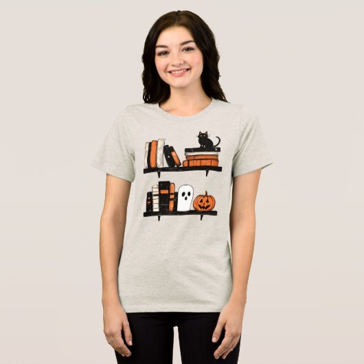 T-shirt En Tri-matière Halloween Books on Shelf Reading Enthusiast  (Recto plein)