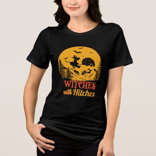 T-shirt En Tri-matière Halloween Camping Witch Amusant Moderne (Recto)