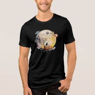 T-shirt En Tri-matière Halloween chauves-souris pleine lune cordes nuit e