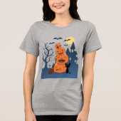 T-shirt En Tri-matière Halloween Citrouilles et chat noir (Recto)