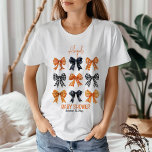 T-shirt En Tri-matière Halloween Coquette Black | Baby shower Orange Bows<br><div class="desc">Couleurs d'Halloween mignonnes et coquettish noir,  orange et blanc arcs fille design Baby shower</div>