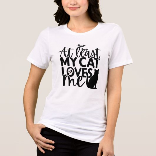 T-shirt En Tri-matière Halloween Crâne noir Chat amour T-shirt design (Recto)