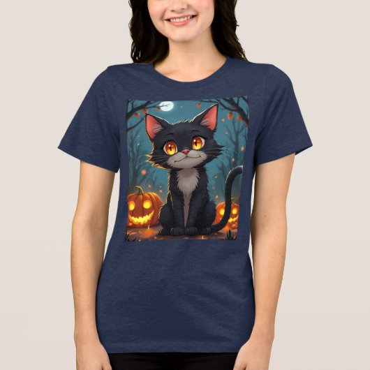T-shirt En Tri-matière Halloween Devil Cat : Mischievous et T-shirt Éffra (Recto)